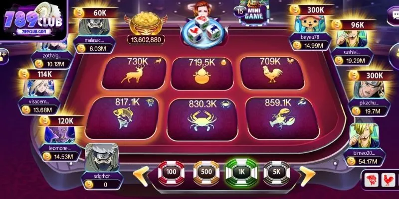 Bầu Cua 789CLUB đa dạng mức cược phù hợp mọi đối tượng